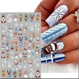 Christmas Themed Nail Wraps Stickers Santa Snowflakes Reindeer
